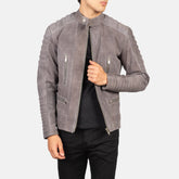 Ninan Grey Suede Biker Jacket